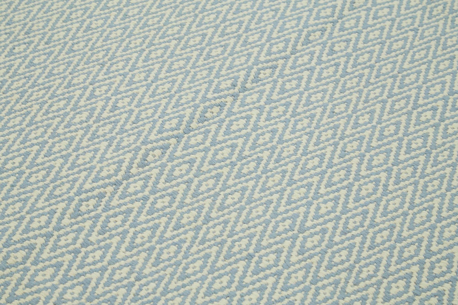 Nepal Geometric Mavi Geometrik Yün Pamuk El Dokuma Halısı 246x305 Agacan