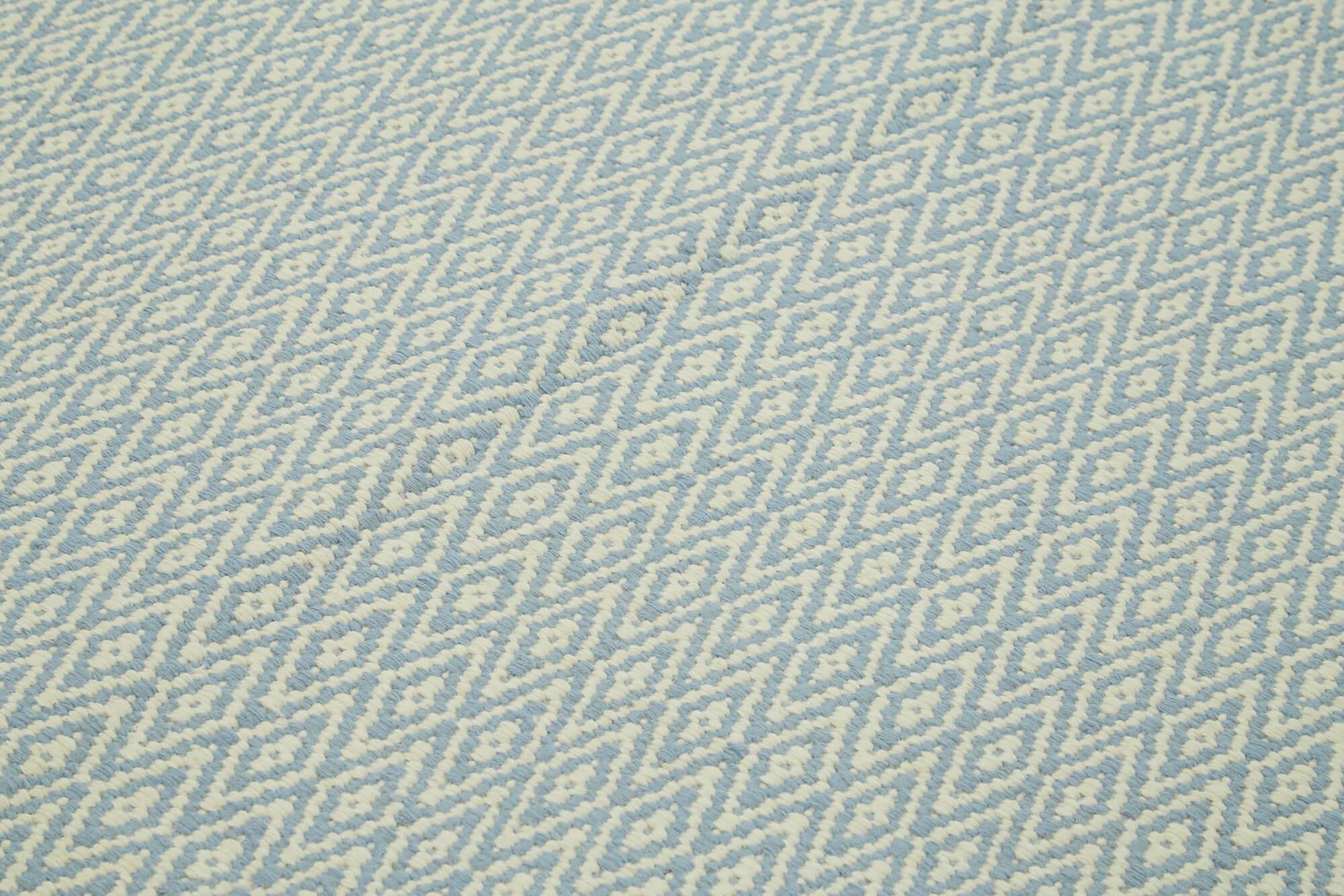 Nepal Geometric Mavi Geometrik Yün Pamuk El Dokuma Halısı 246x305 Agacan