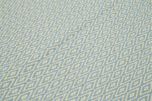 Nepal Geometric Mavi Geometrik Yün Pamuk El Dokuma Halısı 246x305 Agacan