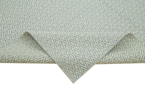 Nepal Geometric Mavi Geometrik Yün Pamuk El Dokuma Halısı 246x305 Agacan