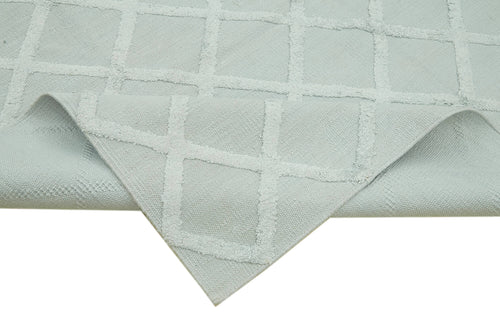 Nepal Geometric Mavi Geometrik Yün Pamuk El Dokuma Halısı 246x305 Agacan