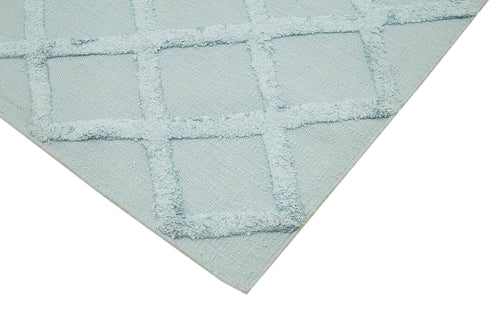 Nepal Geometric Mavi Geometrik Yün Pamuk El Dokuma Halısı 246x305 Agacan