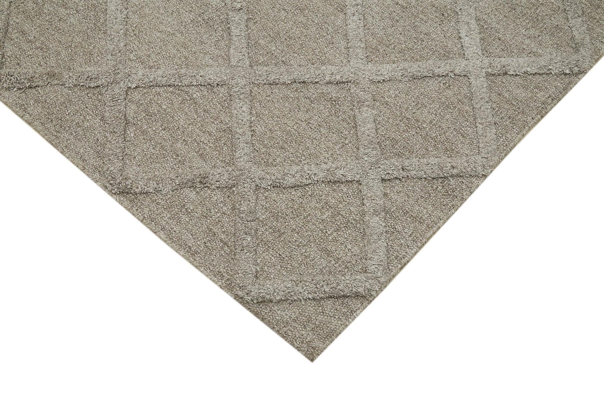 Nepal Geometric Kahverengi Geometrik Yün Pamuk El Dokuma Halısı 246x305 Agacan