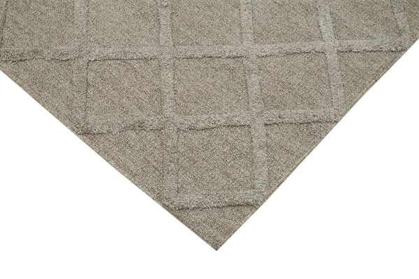 Nepal Geometric Kahverengi Geometrik Yün Pamuk El Dokuma Halısı 246x305 Agacan