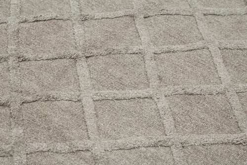 Nepal Geometric Kahverengi Geometrik Yün Pamuk El Dokuma Halısı 246x305 Agacan