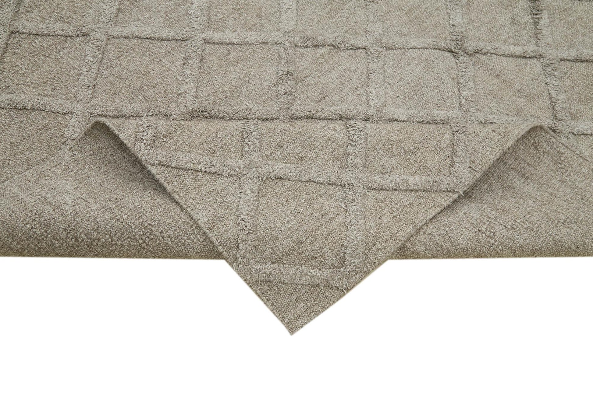 Nepal Geometric Kahverengi Geometrik Yün Pamuk El Dokuma Halısı 246x305 Agacan