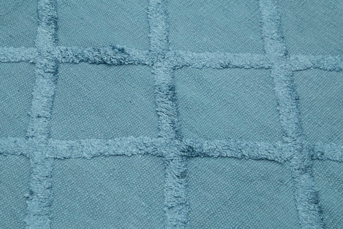 Nepal Geometric Mavi Geometrik Yün Pamuk El Dokuma Halısı 246x305 Agacan