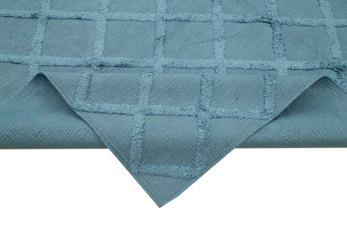 Nepal Geometric Mavi Geometrik Yün Pamuk El Dokuma Halısı 246x305 Agacan