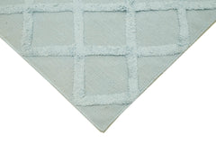 Nepal Geometric Mavi Geometrik Yün Pamuk El Dokuma Halısı 246x305 Agacan