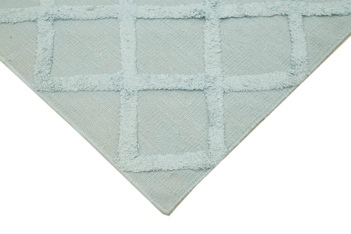 Nepal Geometric Mavi Geometrik Yün Pamuk El Dokuma Halısı 246x305 Agacan