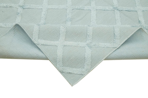 Nepal Geometric Mavi Geometrik Yün Pamuk El Dokuma Halısı 246x305 Agacan