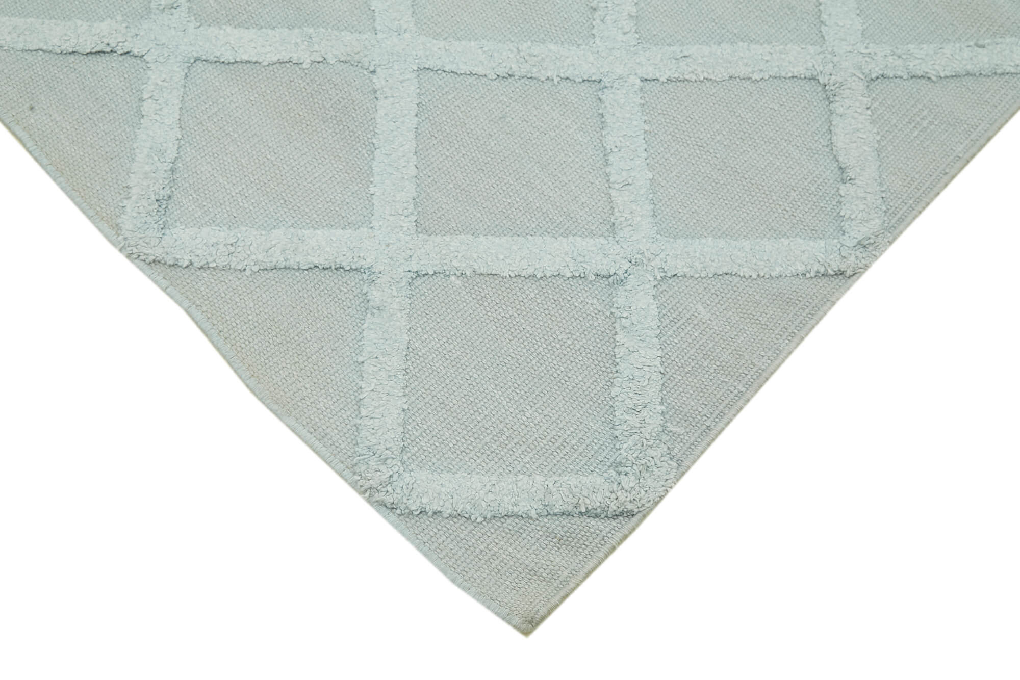 Nepal Geometric Mavi Geometrik Yün Pamuk El Dokuma Halısı 246x305 Agacan