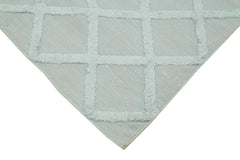 Nepal Geometric Mavi Geometrik Yün Pamuk El Dokuma Halısı 246x305 Agacan