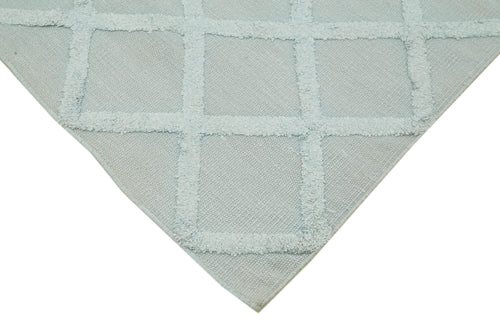 Nepal Geometric Mavi Geometrik Yün Pamuk El Dokuma Halısı 246x305 Agacan