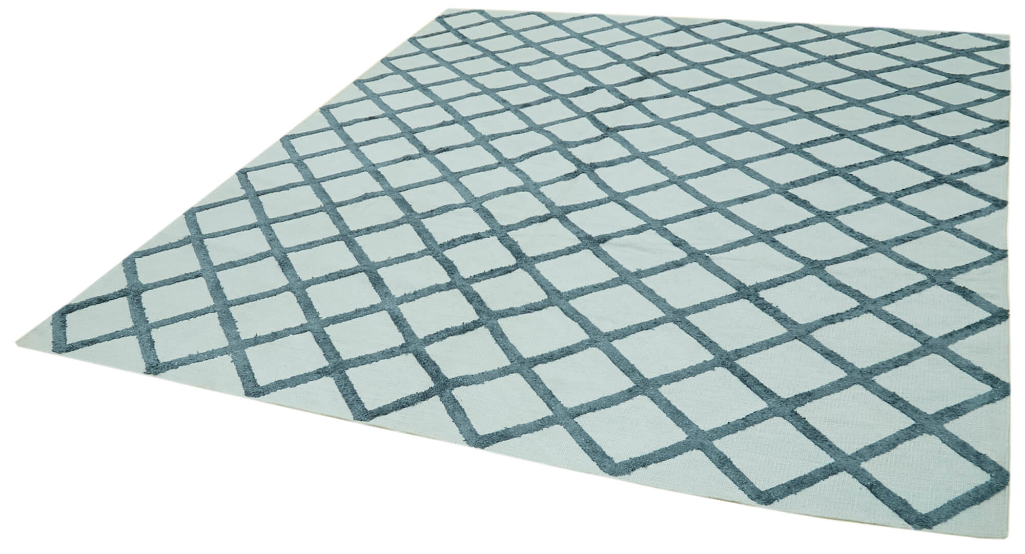 Nepal Geometric Mavi Geometrik Yün Pamuk El Dokuma Halısı 246x305 Agacan