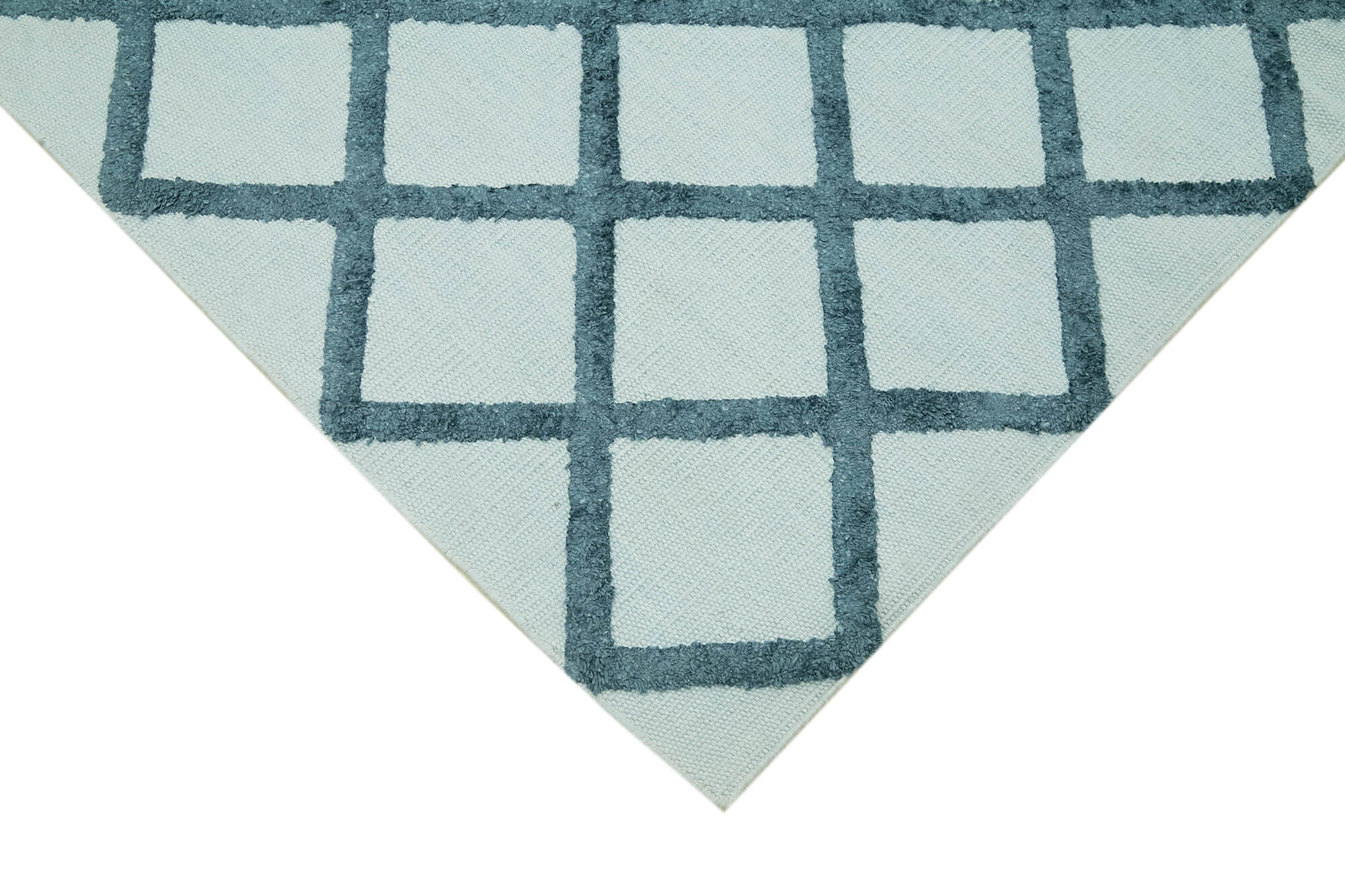 Nepal Geometric Mavi Geometrik Yün Pamuk El Dokuma Halısı 246x305 Agacan