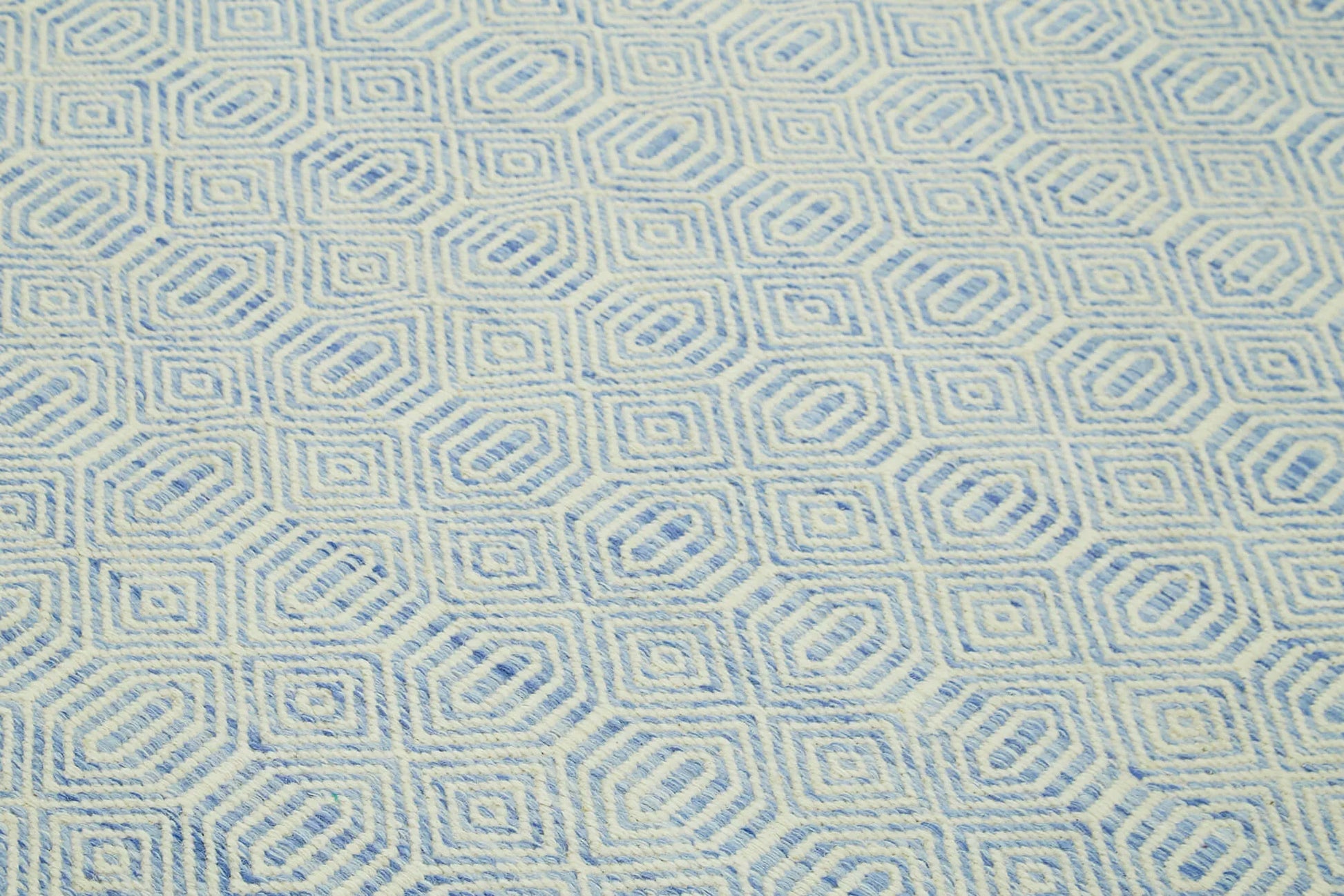 Nepal Geometric Mavi Geometrik Yün Pamuk El Dokuma Halısı 244x305 Agacan