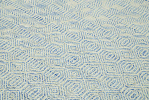 Nepal Geometric Mavi Geometrik Yün Pamuk El Dokuma Halısı 244x305 Agacan