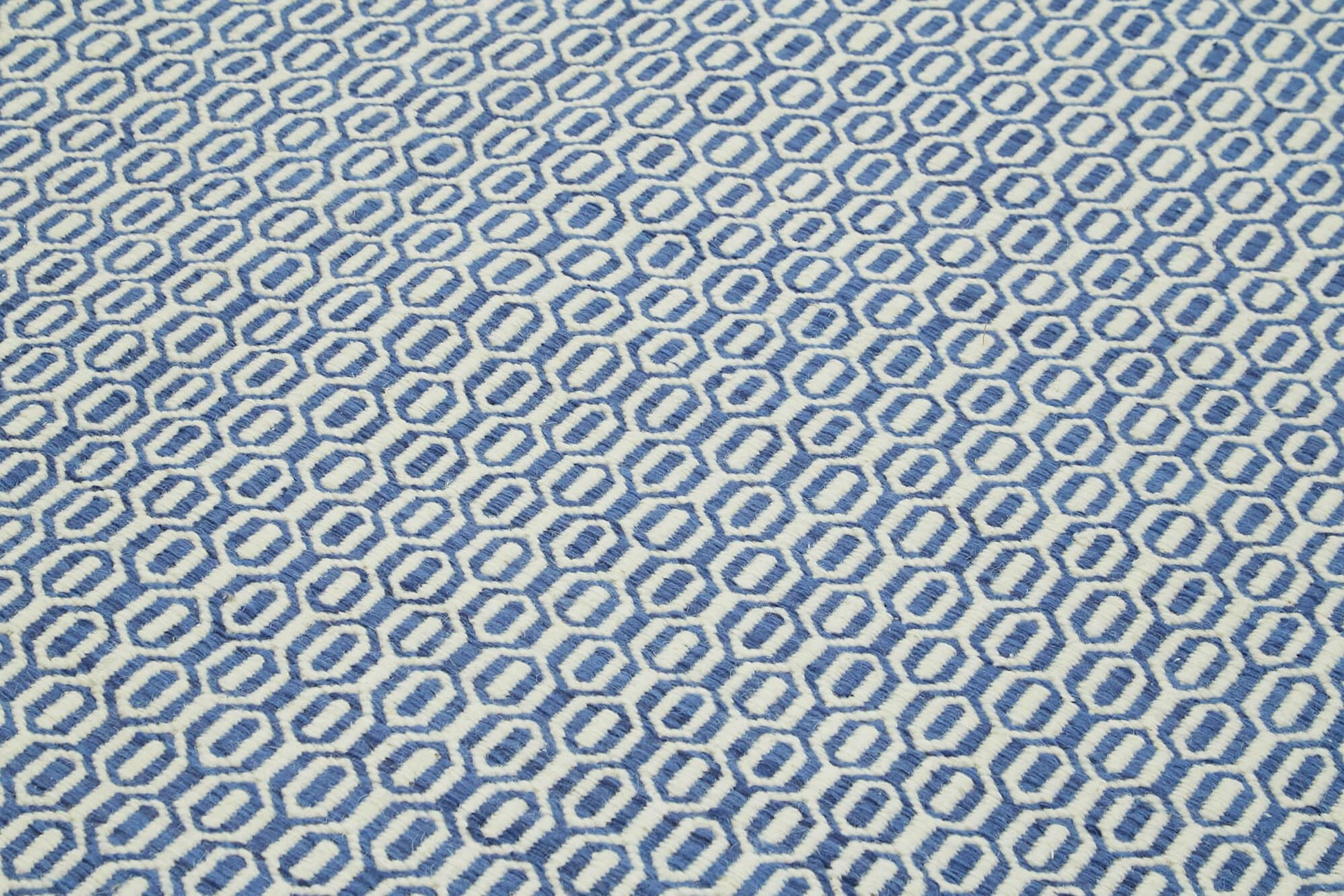 Nepal Geometric Mavi Geometrik Yün Pamuk El Dokuma Halısı 246x305 Agacan