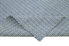 Nepal Geometric Mavi Geometrik Yün Pamuk El Dokuma Halısı 246x305 Agacan