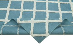 Nepal Geometric Mavi Geometrik Yün Pamuk El Dokuma Halısı 246x305 Agacan