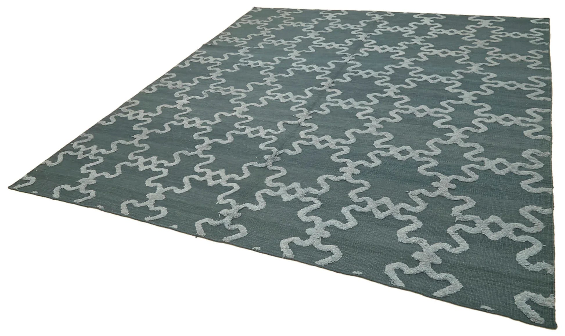 Nepal Geometric Gri Geometrik Yün Pamuk El Dokuma Halısı 244x305 Agacan