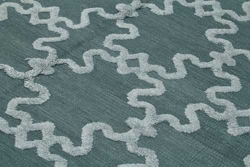 Nepal Geometric Gri Geometrik Yün Pamuk El Dokuma Halısı 244x305 Agacan