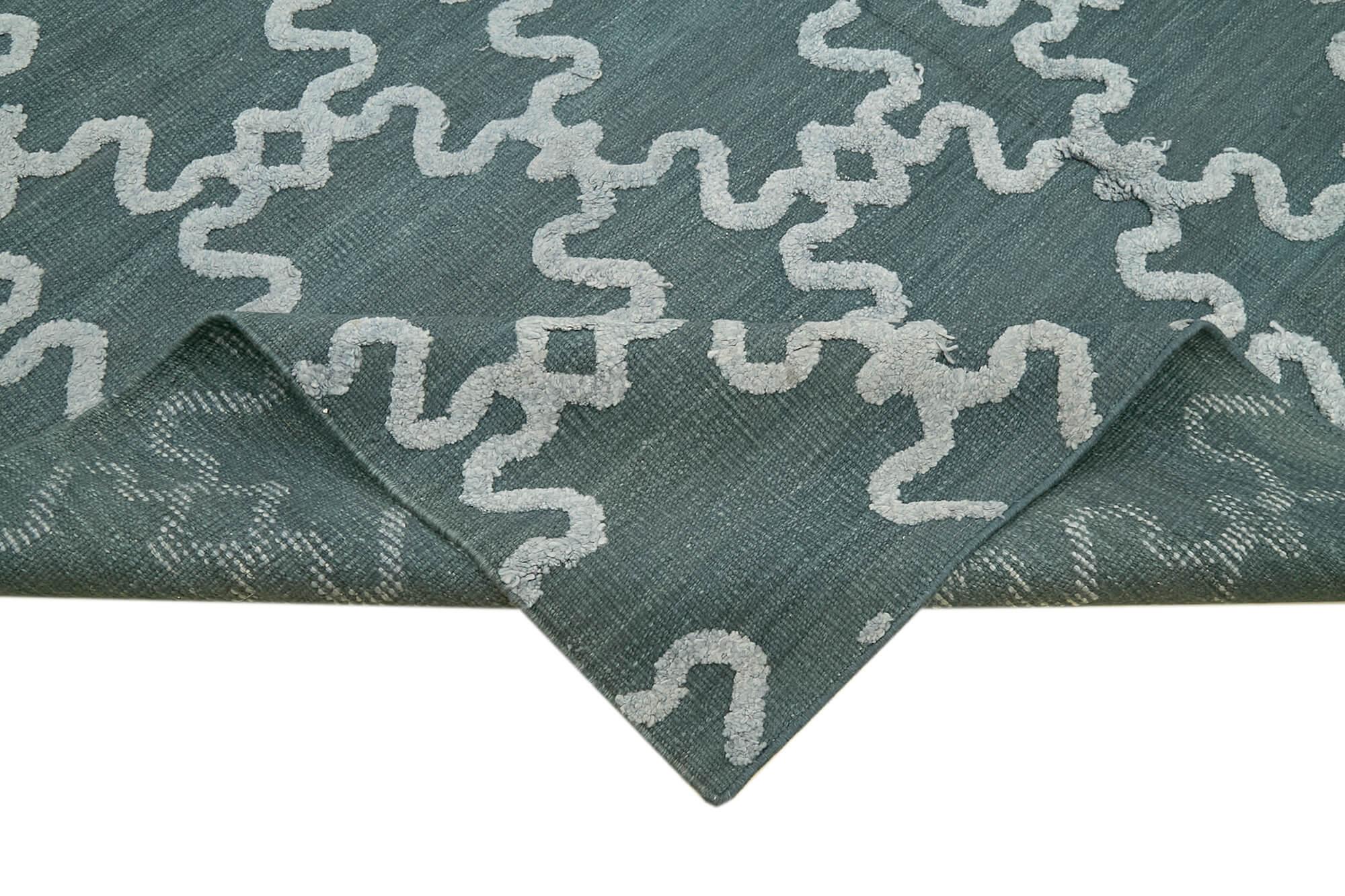 Nepal Geometric Gri Geometrik Yün Pamuk El Dokuma Halısı 244x305 Agacan