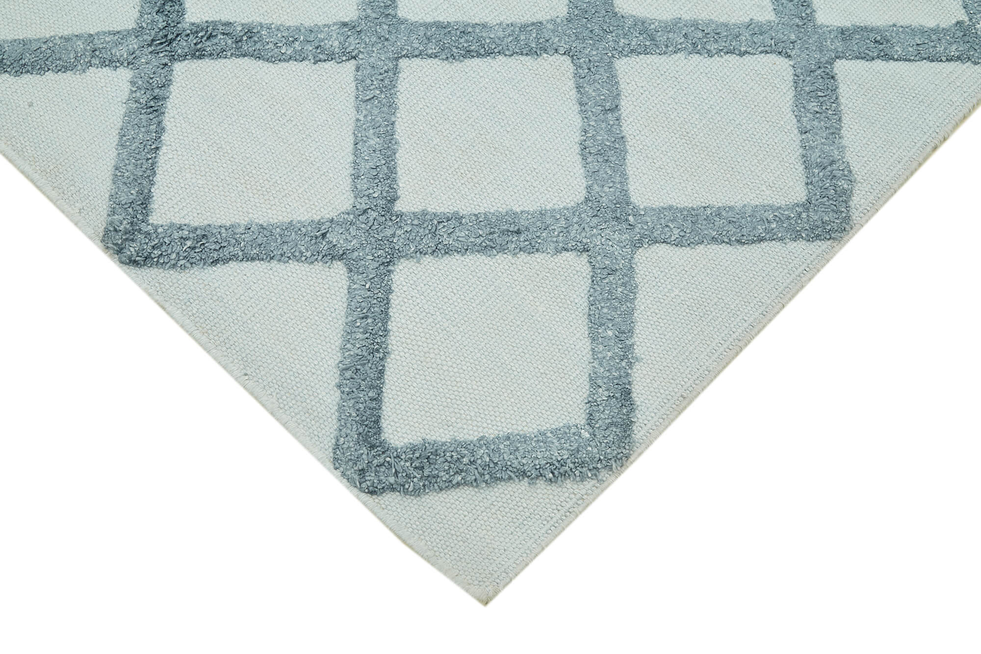 Nepal Geometric Mavi Geometrik Yün Pamuk El Dokuma Halısı 244x305 Agacan