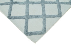 Nepal Geometric Mavi Geometrik Yün Pamuk El Dokuma Halısı 244x305 Agacan