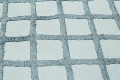 Nepal Geometric Mavi Geometrik Yün Pamuk El Dokuma Halısı 244x305 Agacan