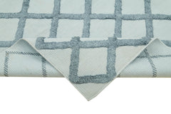 Nepal Geometric Mavi Geometrik Yün Pamuk El Dokuma Halısı 244x305 Agacan