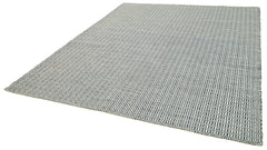 Nepal Geometric Mavi Geometrik Yün Pamuk El Dokuma Halısı 244x305 Agacan