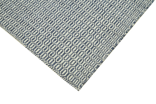 Nepal Geometric Mavi Geometrik Yün Pamuk El Dokuma Halısı 244x305 Agacan