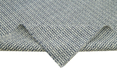 Nepal Geometric Mavi Geometrik Yün Pamuk El Dokuma Halısı 244x305 Agacan