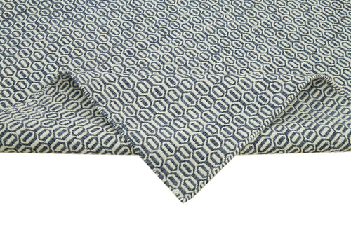 Nepal Geometric Mavi Geometrik Yün Pamuk El Dokuma Halısı 244x305 Agacan