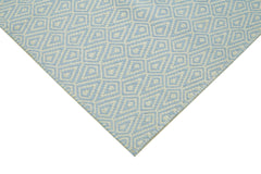 Nepal Geometric Mavi Geometrik Yün Pamuk El Dokuma Halısı 244x305 Agacan