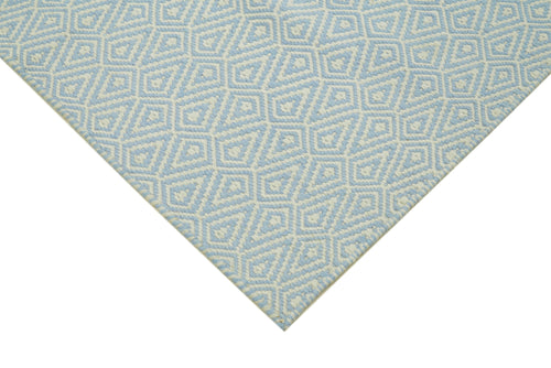 Nepal Geometric Mavi Geometrik Yün Pamuk El Dokuma Halısı 244x305 Agacan
