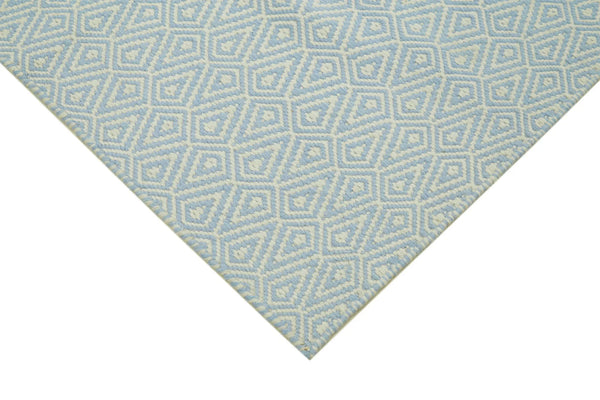 Nepal Geometric Mavi Geometrik Yün Pamuk El Dokuma Halısı 244x305 Agacan