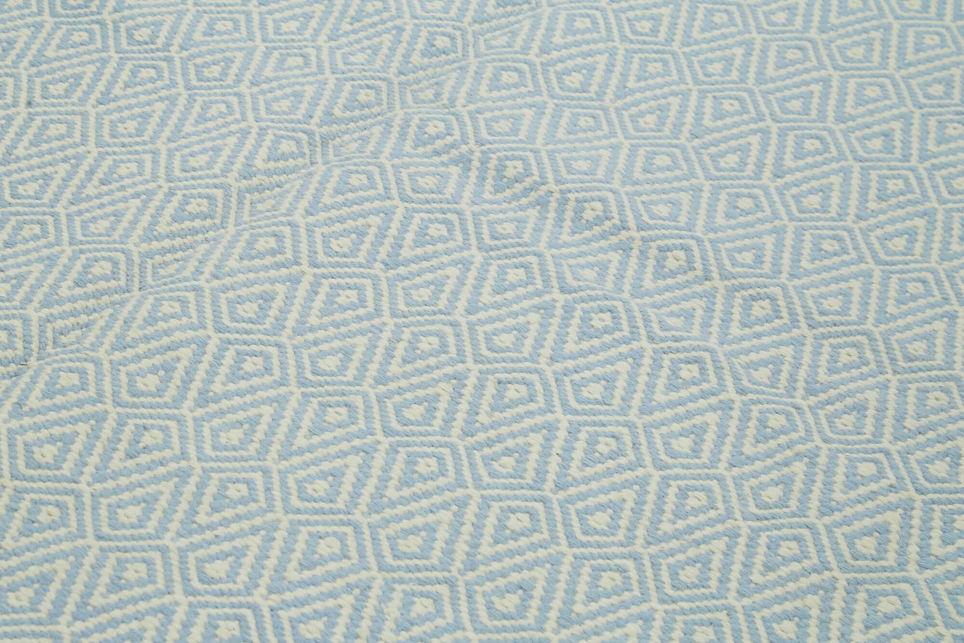 Nepal Geometric Mavi Geometrik Yün Pamuk El Dokuma Halısı 244x305 Agacan