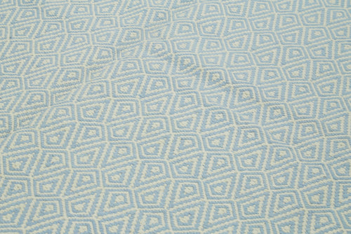 Nepal Geometric Mavi Geometrik Yün Pamuk El Dokuma Halısı 244x305 Agacan