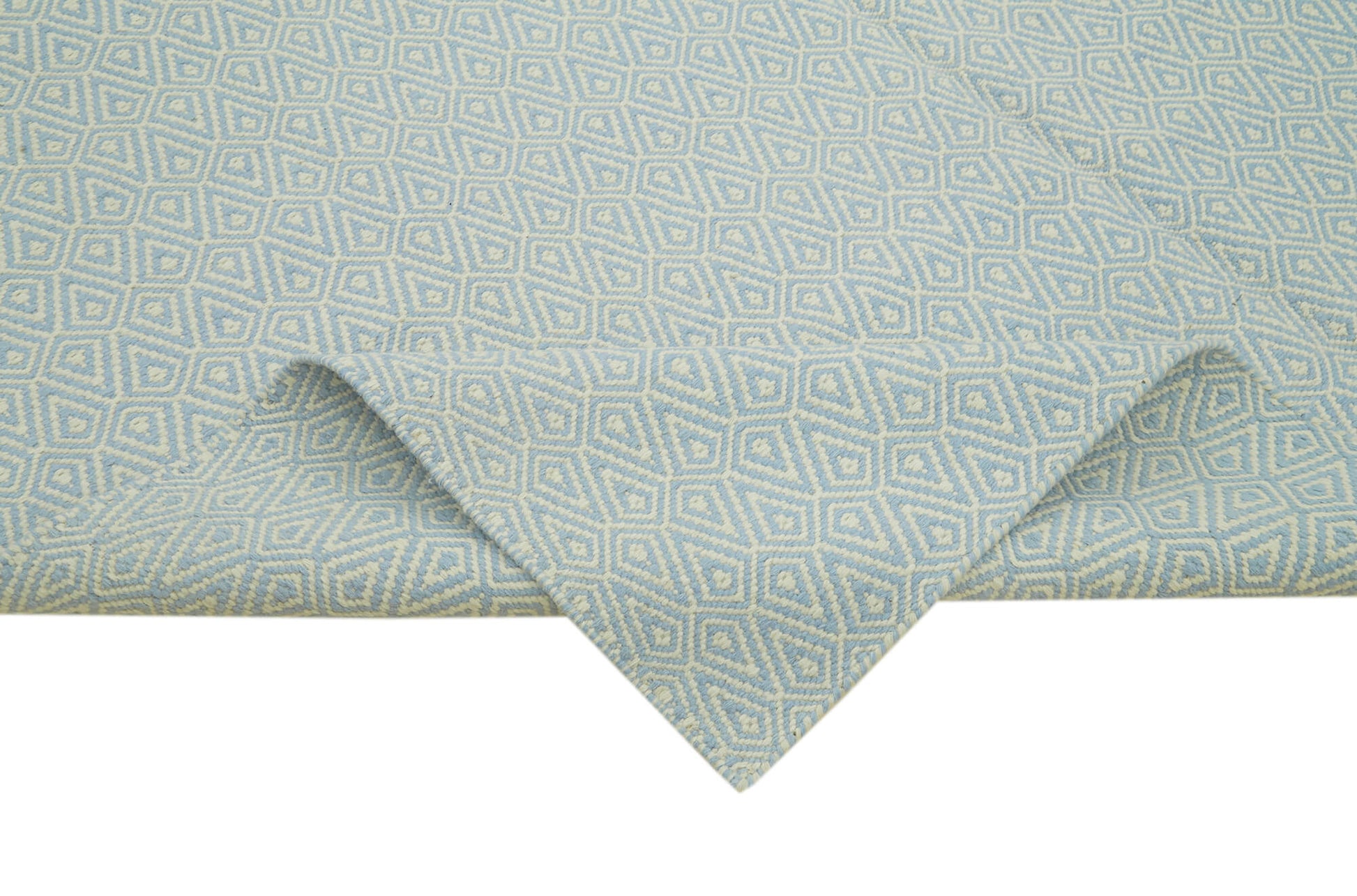 Nepal Geometric Mavi Geometrik Yün Pamuk El Dokuma Halısı 244x305 Agacan