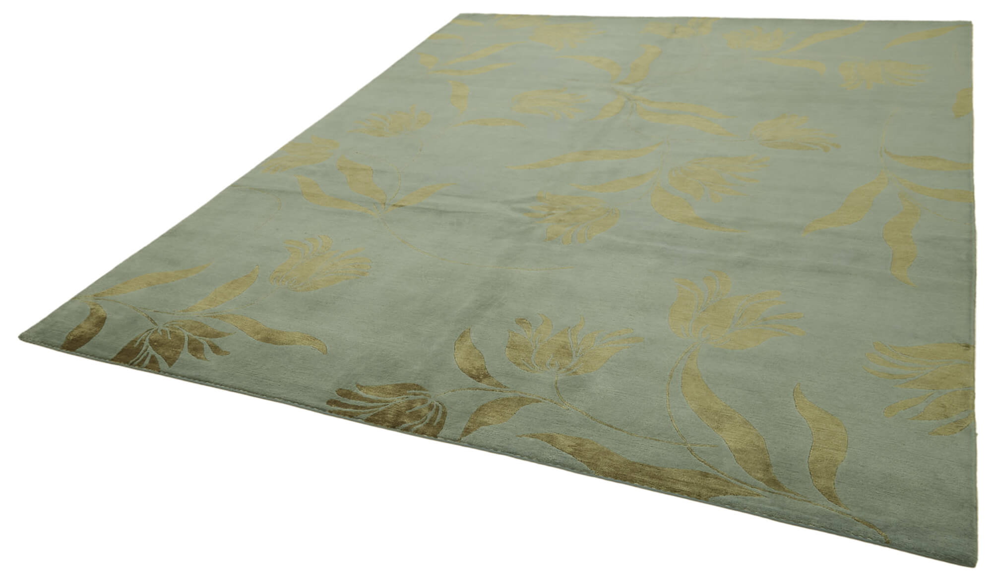 Tebriz Mavi Klasik Pamuk Yün El Dokuma Halısı 244x308 Agacan