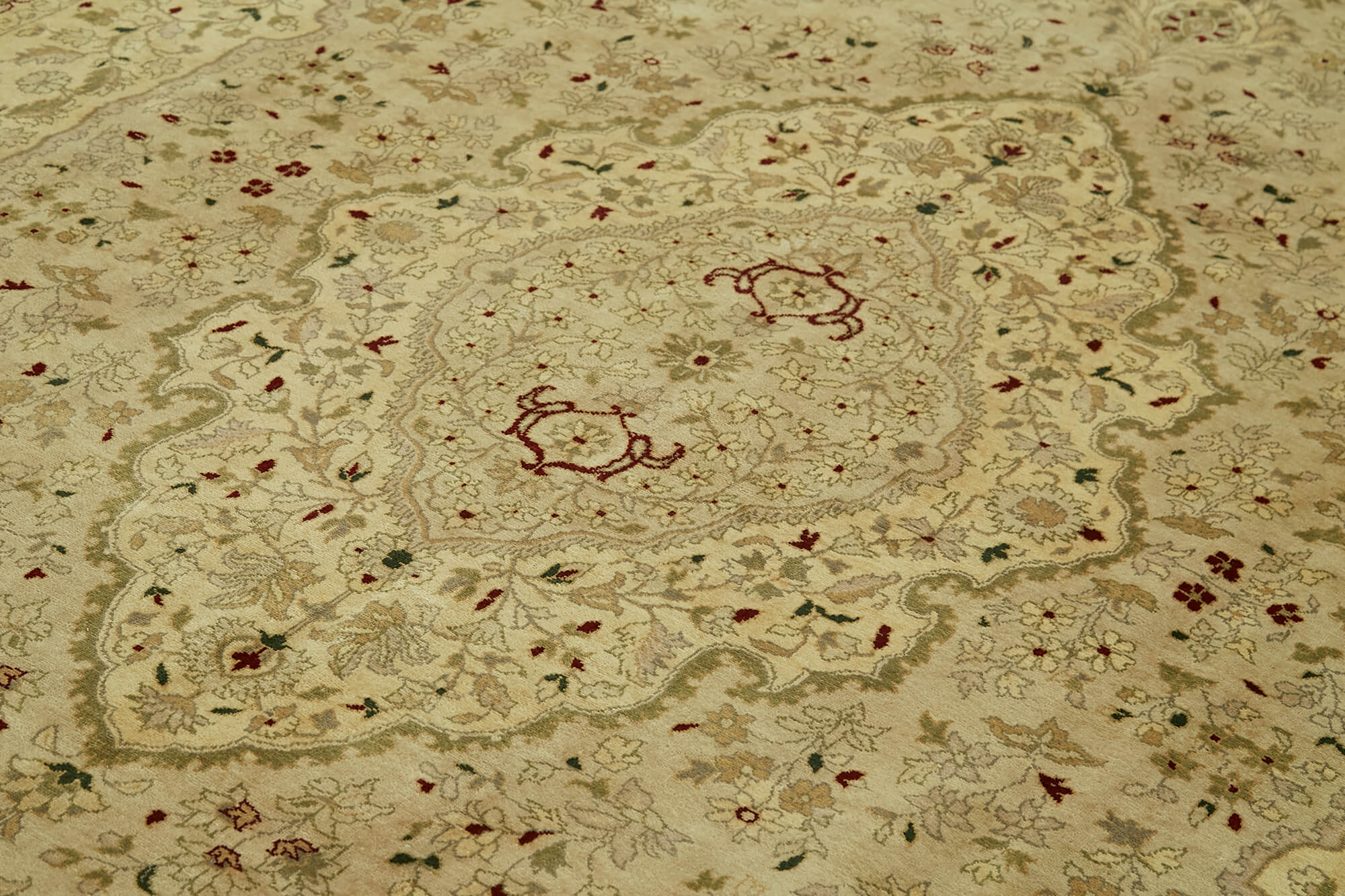 Tebriz Bej Klasik Pamuk Yün El Dokuma Halısı 307x420 Agacan