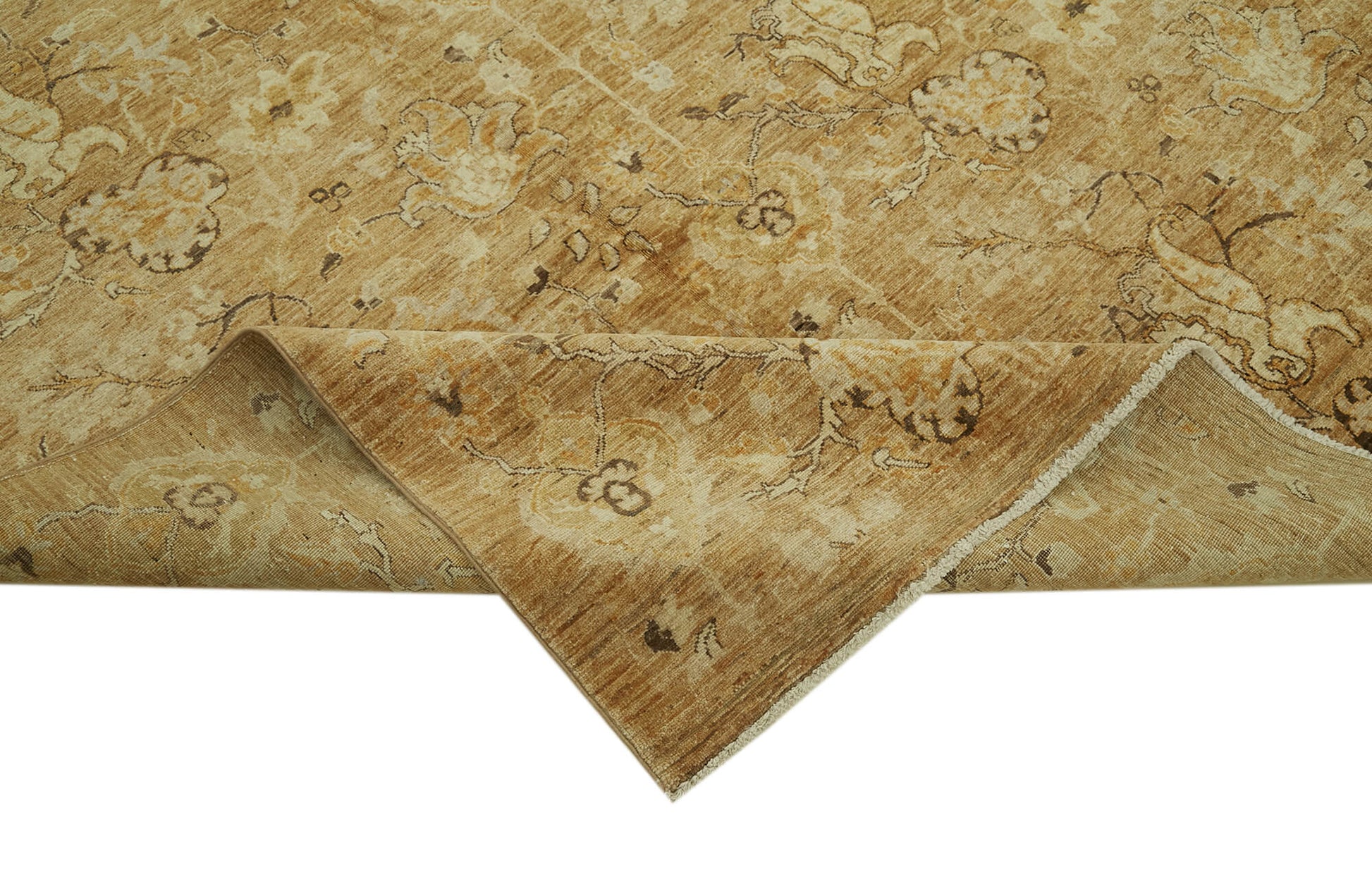 Tebriz Sarı Klasik Pamuk Yün El Dokuma Halısı 242x290 Agacan