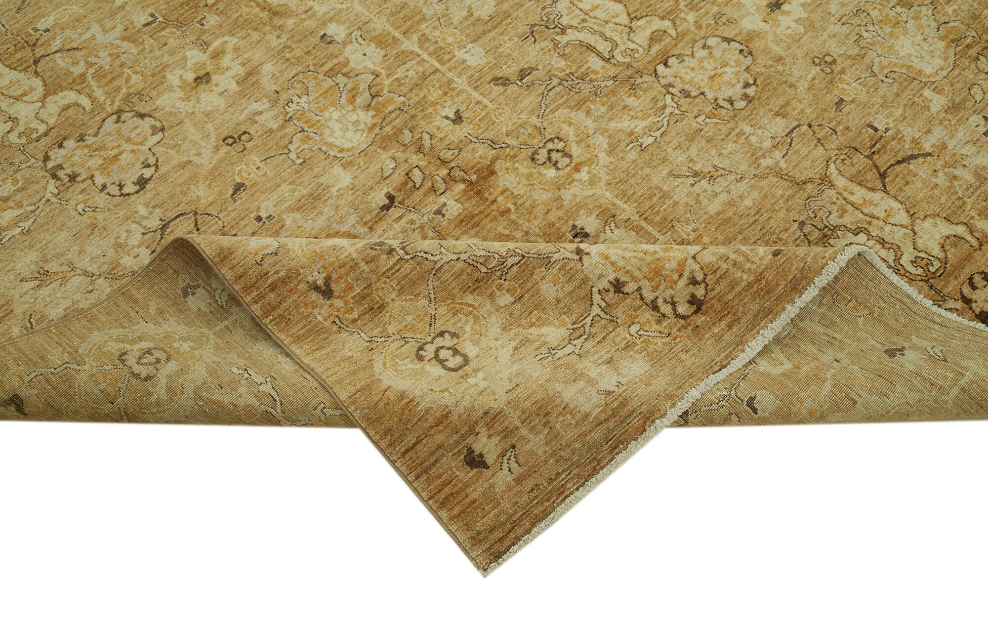 Tebriz Sarı Klasik Pamuk Yün El Dokuma Halısı 242x290 Agacan