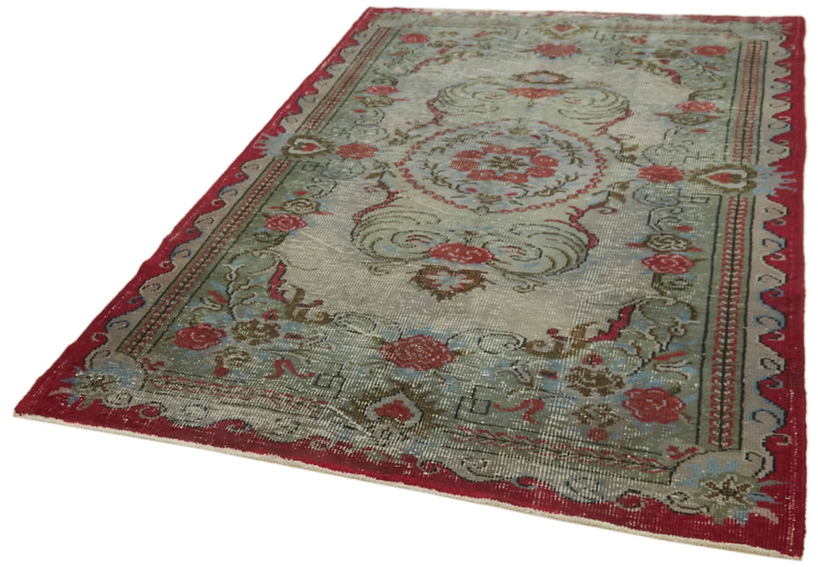 Overdyed Vintage Mavi Eskitme Pamuk Yün El Dokuma Halısı 173x286 Agacan