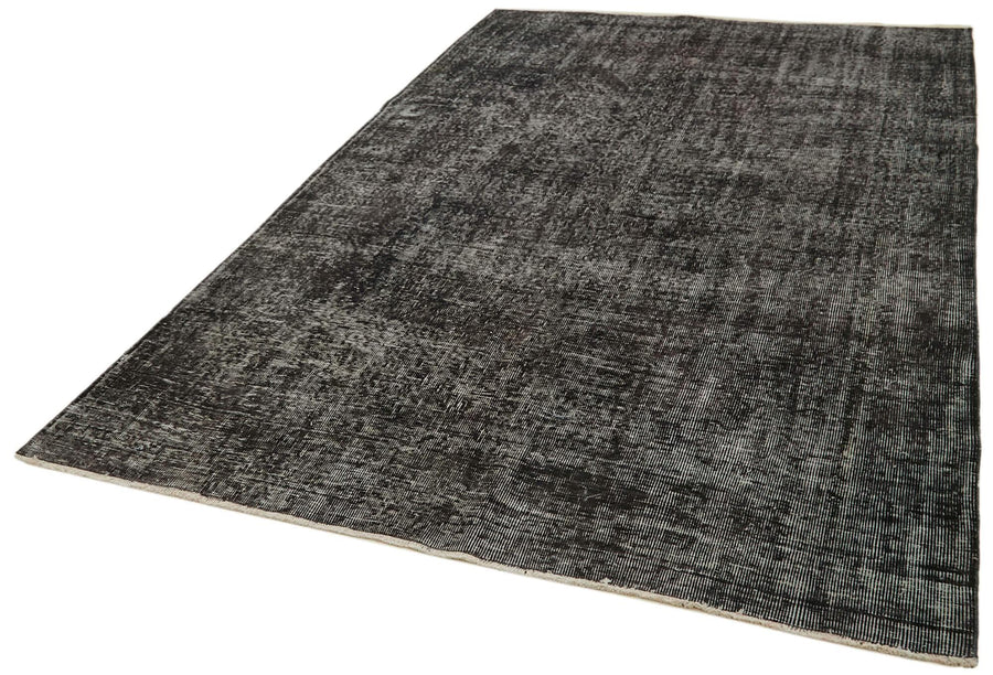 Overdyed Vintage Siyah Eskitme Pamuk Yün El Dokuma Halısı 185x297 Agacan