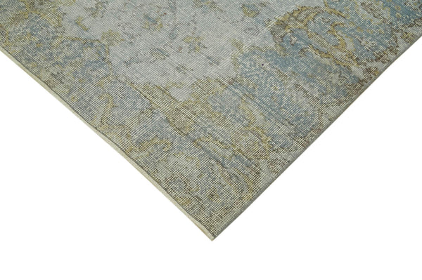 Overdyed Vintage Mavi Eskitme Pamuk Yün El Dokuma Halısı 176x272 Agacan