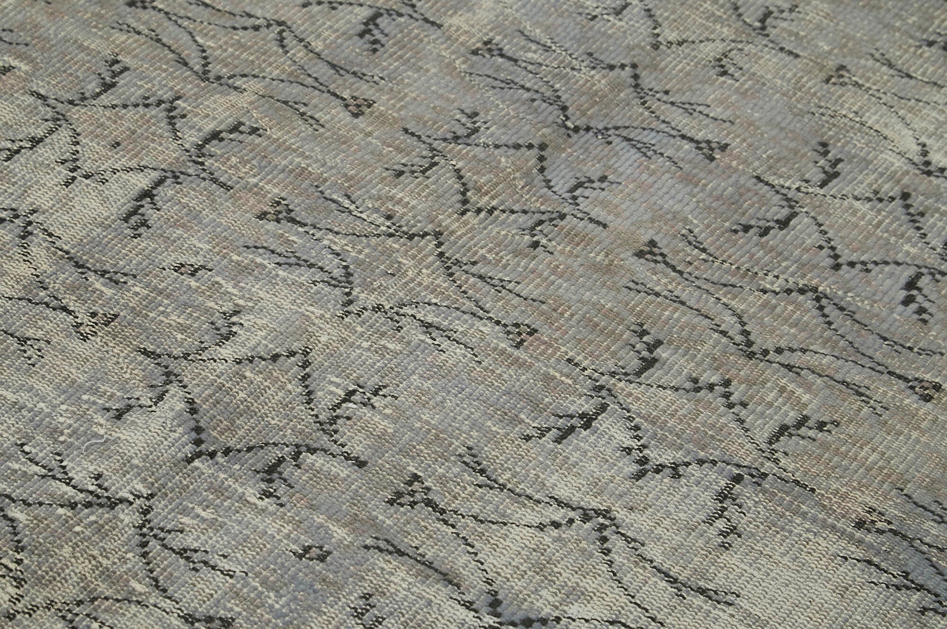 Overdyed Vintage Gri Eskitme Pamuk Yün El Dokuma Halısı 156x256 Agacan